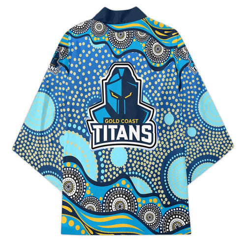 Gold Coast Titans Kimono Aboriginal Dot Pattern - Rugby Mascot Heritage Pride