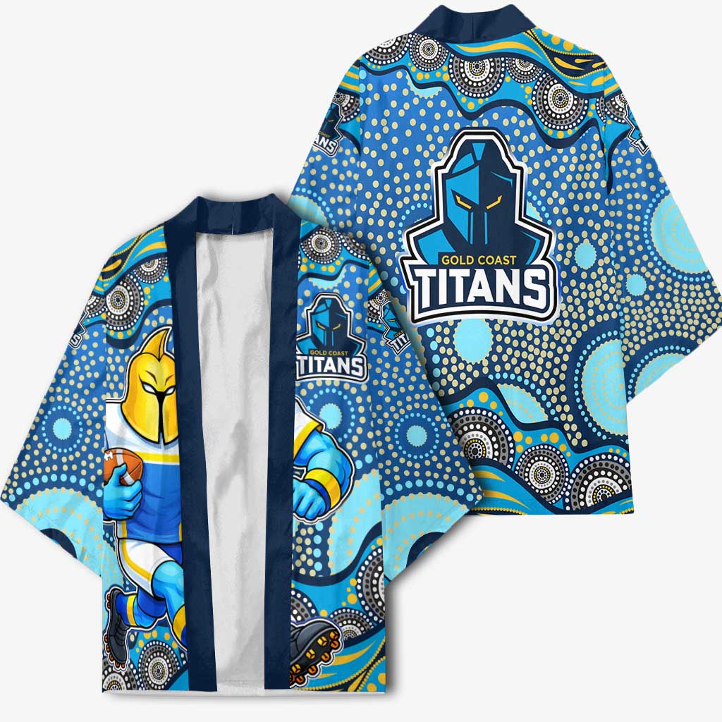 Gold Coast Titans Kimono Aboriginal Dot Pattern - Rugby Mascot Heritage Pride