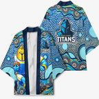 Gold Coast Titans Kimono Aboriginal Dot Pattern - Rugby Mascot Heritage Pride