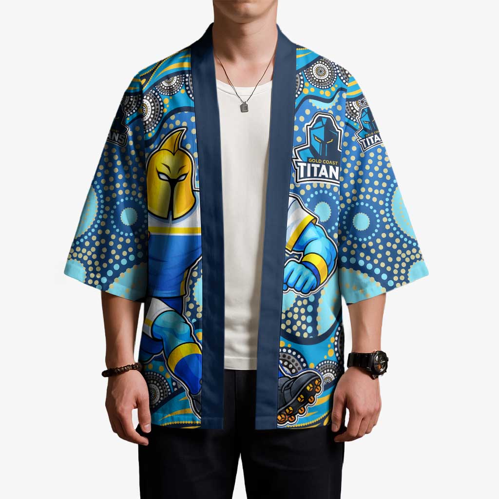 Gold Coast Titans Kimono Aboriginal Dot Pattern - Rugby Mascot Heritage Pride