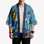 Gold Coast Titans Kimono Aboriginal Dot Pattern - Rugby Mascot Heritage Pride