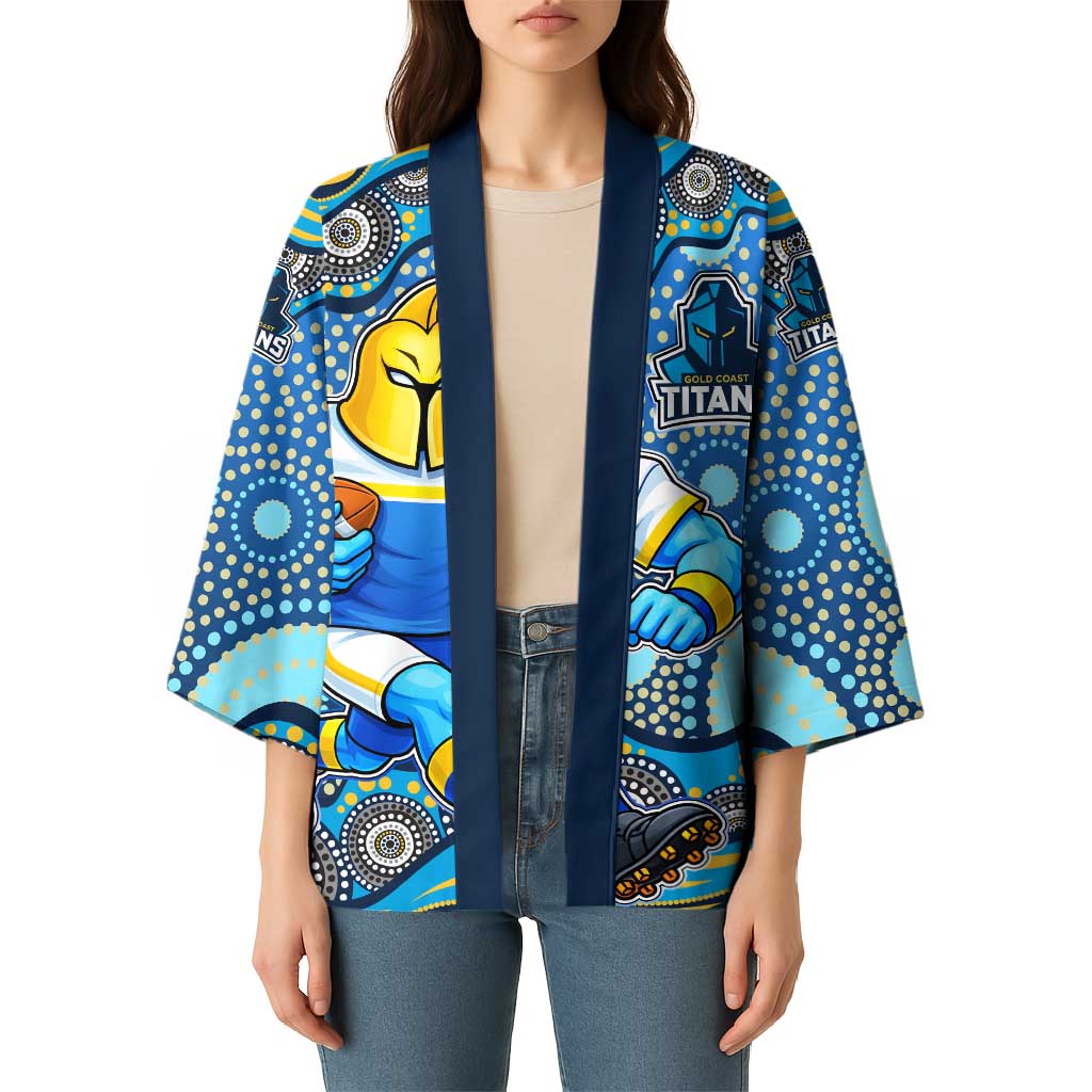 Gold Coast Titans Kimono Aboriginal Dot Pattern - Rugby Mascot Heritage Pride
