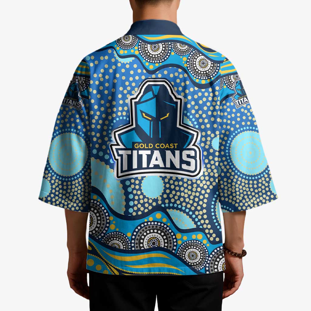 Gold Coast Titans Kimono Aboriginal Dot Pattern - Rugby Mascot Heritage Pride