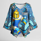 Gold Coast Titans Kimono Sleeve Blouse Aboriginal Dot Pattern - Rugby Mascot Heritage Pride