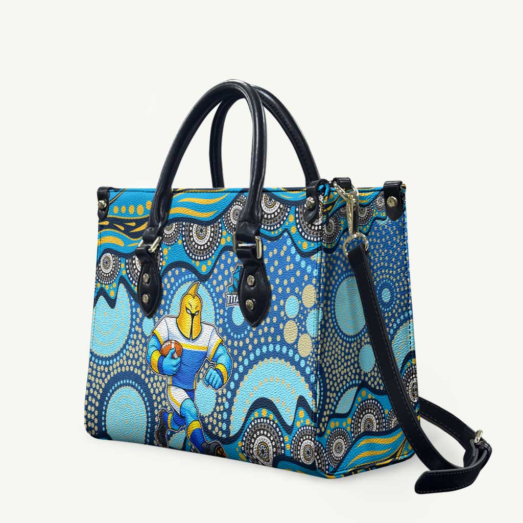 Gold Coast Titans Leather Bag Aboriginal Dot Pattern - Rugby Mascot Heritage Pride