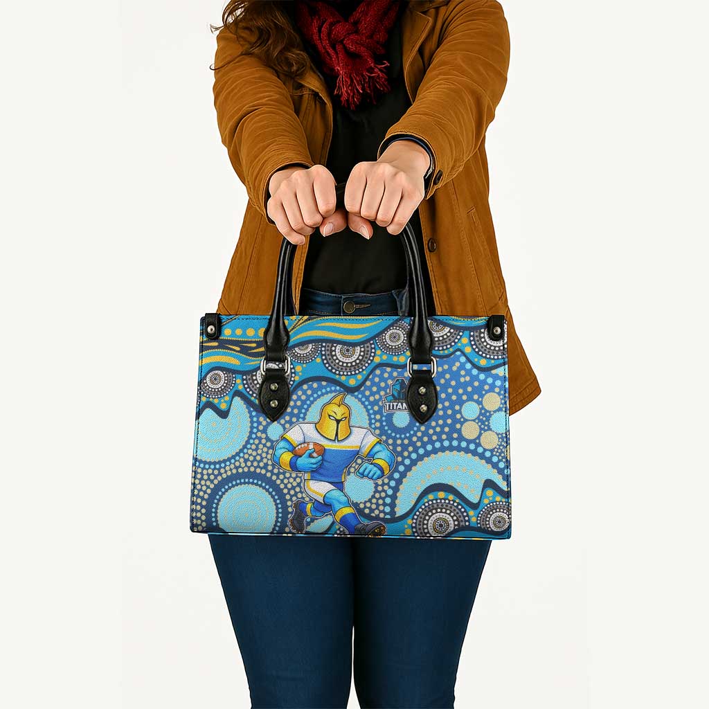 Gold Coast Titans Leather Bag Aboriginal Dot Pattern - Rugby Mascot Heritage Pride