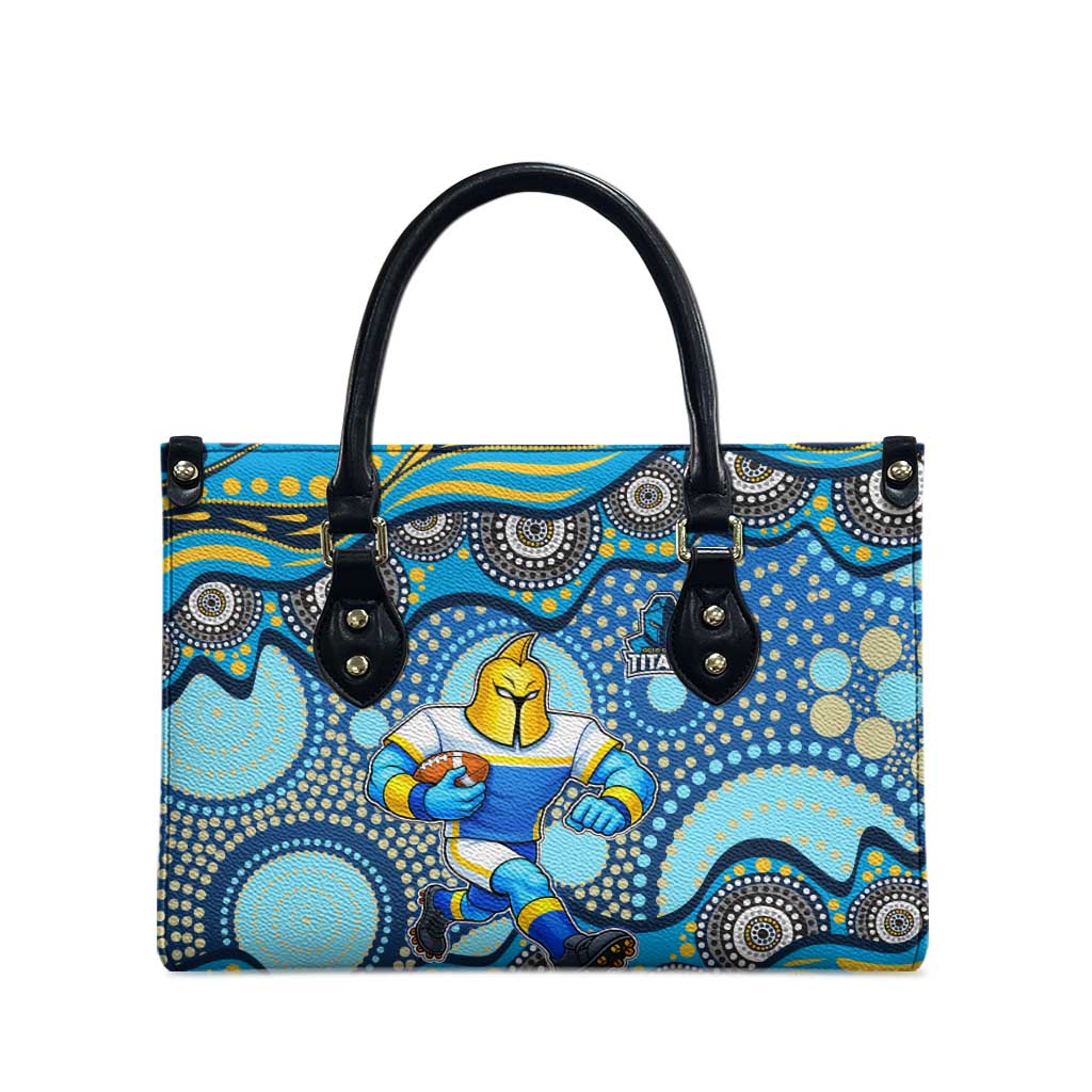 Gold Coast Titans Leather Bag Aboriginal Dot Pattern - Rugby Mascot Heritage Pride