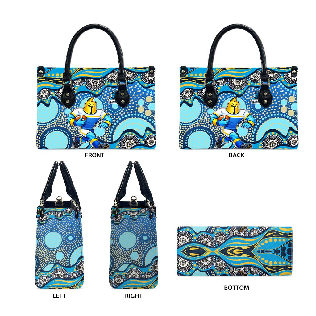Gold Coast Titans Leather Bag Aboriginal Dot Pattern - Rugby Mascot Heritage Pride