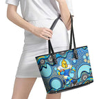 Gold Coast Titans Leather Tote Bag Aboriginal Dot Pattern - Rugby Mascot Heritage Pride