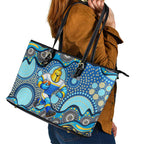 Gold Coast Titans Leather Tote Bag Aboriginal Dot Pattern - Rugby Mascot Heritage Pride