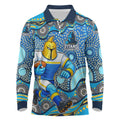 Gold Coast Titans Long Sleeve Polo Shirt Aboriginal Dot Pattern - Rugby Mascot Heritage Pride