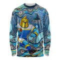 Gold Coast Titans Long Sleeve Shirt Aboriginal Dot Pattern - Rugby Mascot Heritage Pride