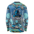 Gold Coast Titans Long Sleeve Shirt Aboriginal Dot Pattern - Rugby Mascot Heritage Pride