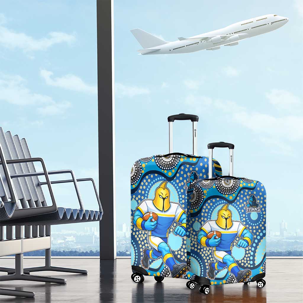 Gold Coast Titans Luggage Cover Aboriginal Dot Pattern - Rugby Mascot Heritage Pride