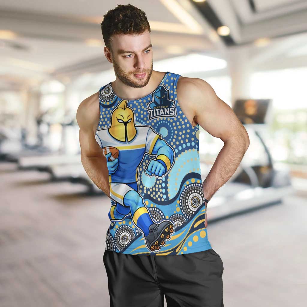 Gold Coast Titans Men Tank Top Aboriginal Dot Pattern - Rugby Mascot Heritage Pride