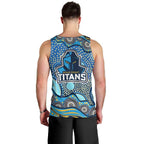 Gold Coast Titans Men Tank Top Aboriginal Dot Pattern - Rugby Mascot Heritage Pride
