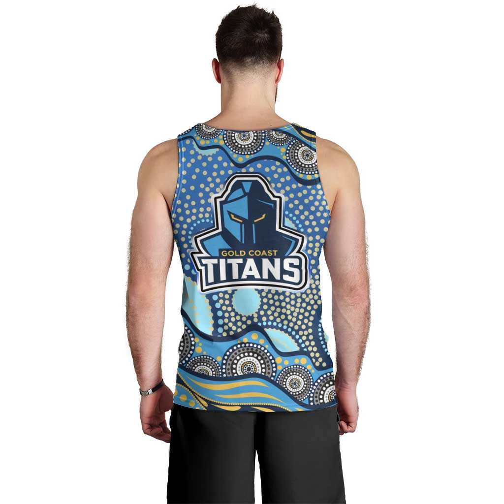 Gold Coast Titans Men Tank Top Aboriginal Dot Pattern - Rugby Mascot Heritage Pride