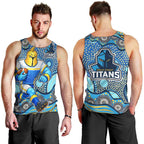 Gold Coast Titans Men Tank Top Aboriginal Dot Pattern - Rugby Mascot Heritage Pride