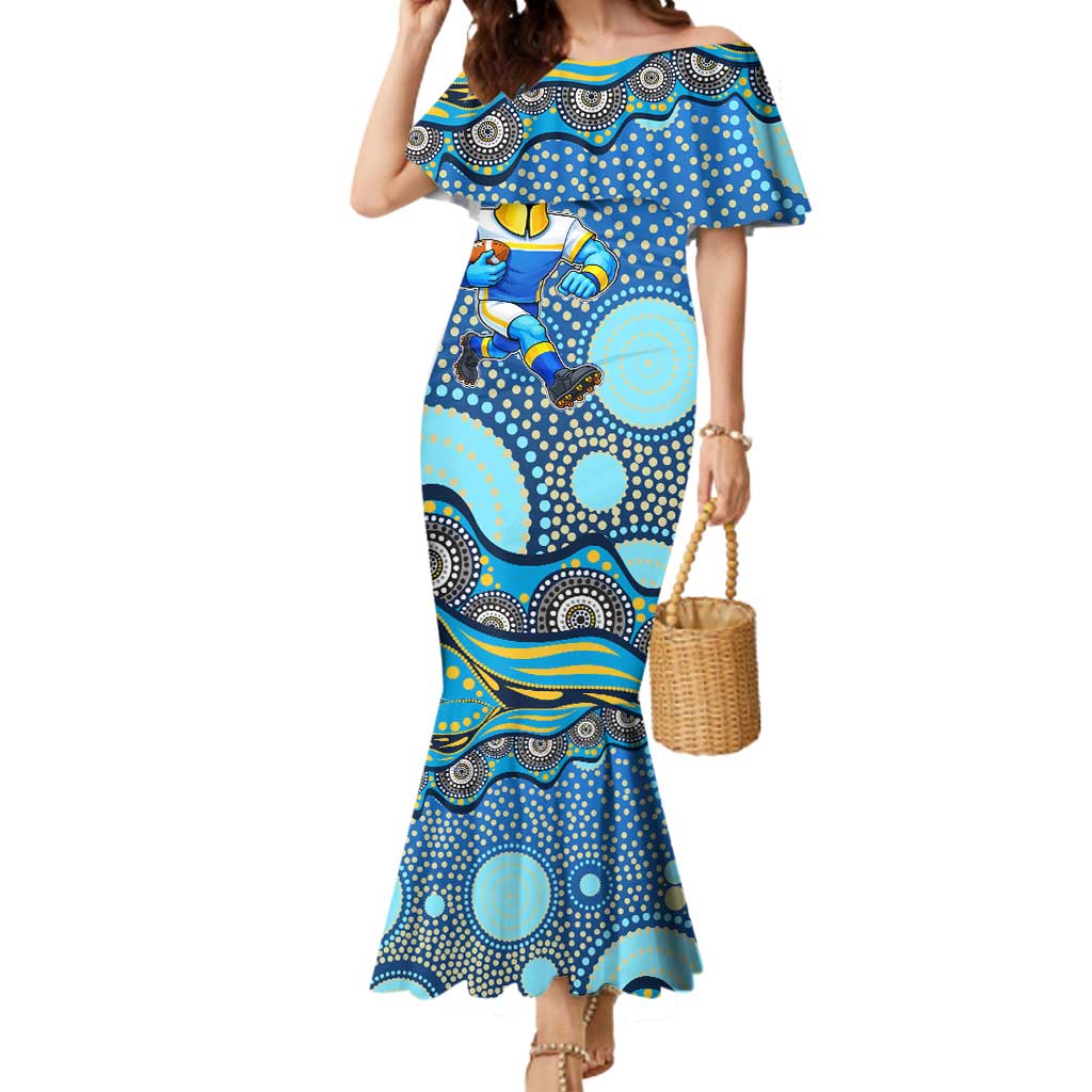 Gold Coast Titans Mermaid Dress Aboriginal Dot Pattern - Rugby Mascot Heritage Pride