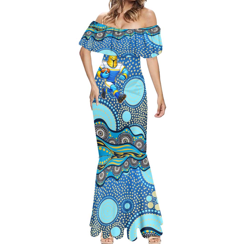 Gold Coast Titans Mermaid Dress Aboriginal Dot Pattern - Rugby Mascot Heritage Pride