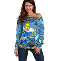 Gold Coast Titans Off Shoulder Sweater Aboriginal Dot Pattern - Rugby Mascot Heritage Pride