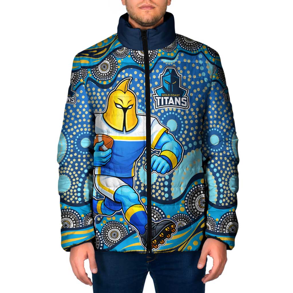 Gold Coast Titans Padded Jacket Aboriginal Dot Pattern - Rugby Mascot Heritage Pride