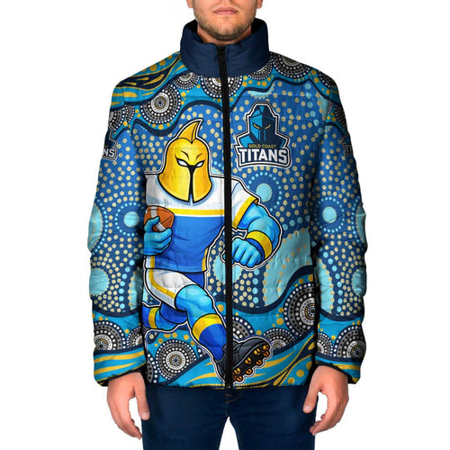 Gold Coast Titans Padded Jacket Aboriginal Dot Pattern - Rugby Mascot Heritage Pride