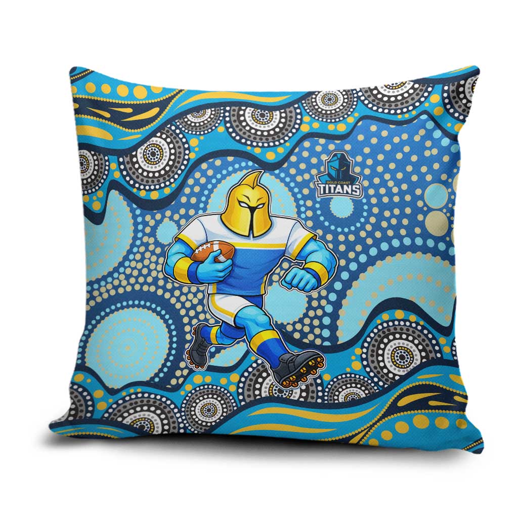 Gold Coast Titans Pillow Cover Aboriginal Dot Pattern - Rugby Mascot Heritage Pride