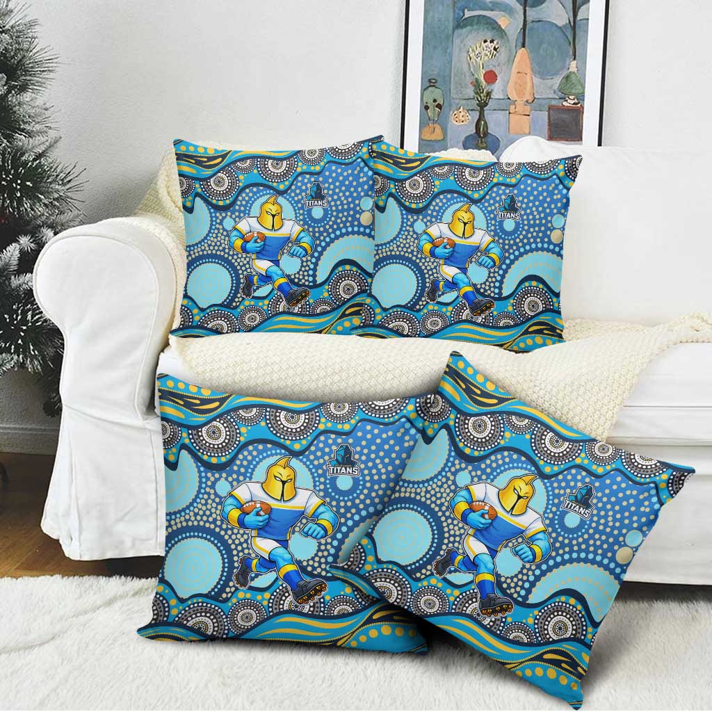 Gold Coast Titans Pillow Cover Aboriginal Dot Pattern - Rugby Mascot Heritage Pride