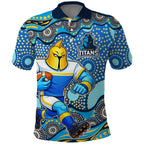 Gold Coast Titans Polo Shirt Aboriginal Dot Pattern - Rugby Mascot Heritage Pride