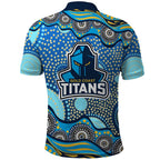 Gold Coast Titans Polo Shirt Aboriginal Dot Pattern - Rugby Mascot Heritage Pride