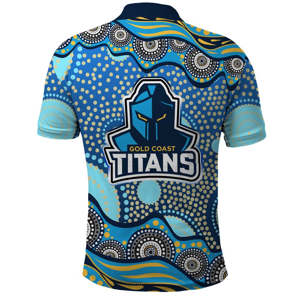 Gold Coast Titans Polo Shirt Aboriginal Dot Pattern - Rugby Mascot Heritage Pride