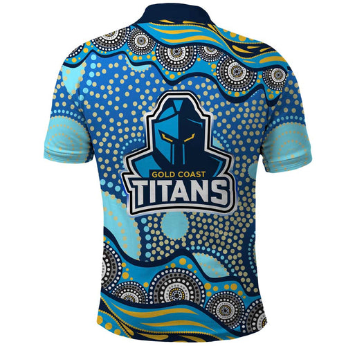 Gold Coast Titans Polo Shirt Aboriginal Dot Pattern - Rugby Mascot Heritage Pride