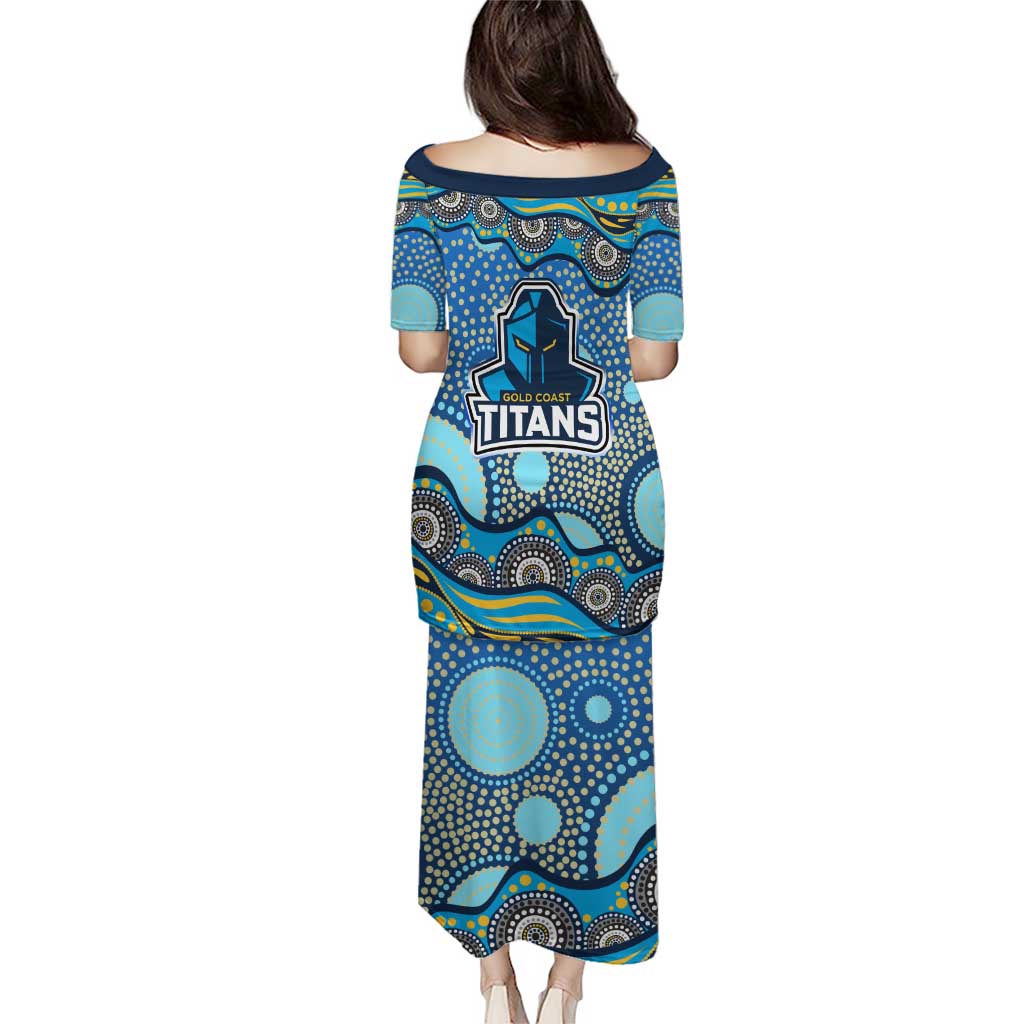 Gold Coast Titans Puletasi Aboriginal Dot Pattern - Rugby Mascot Heritage Pride