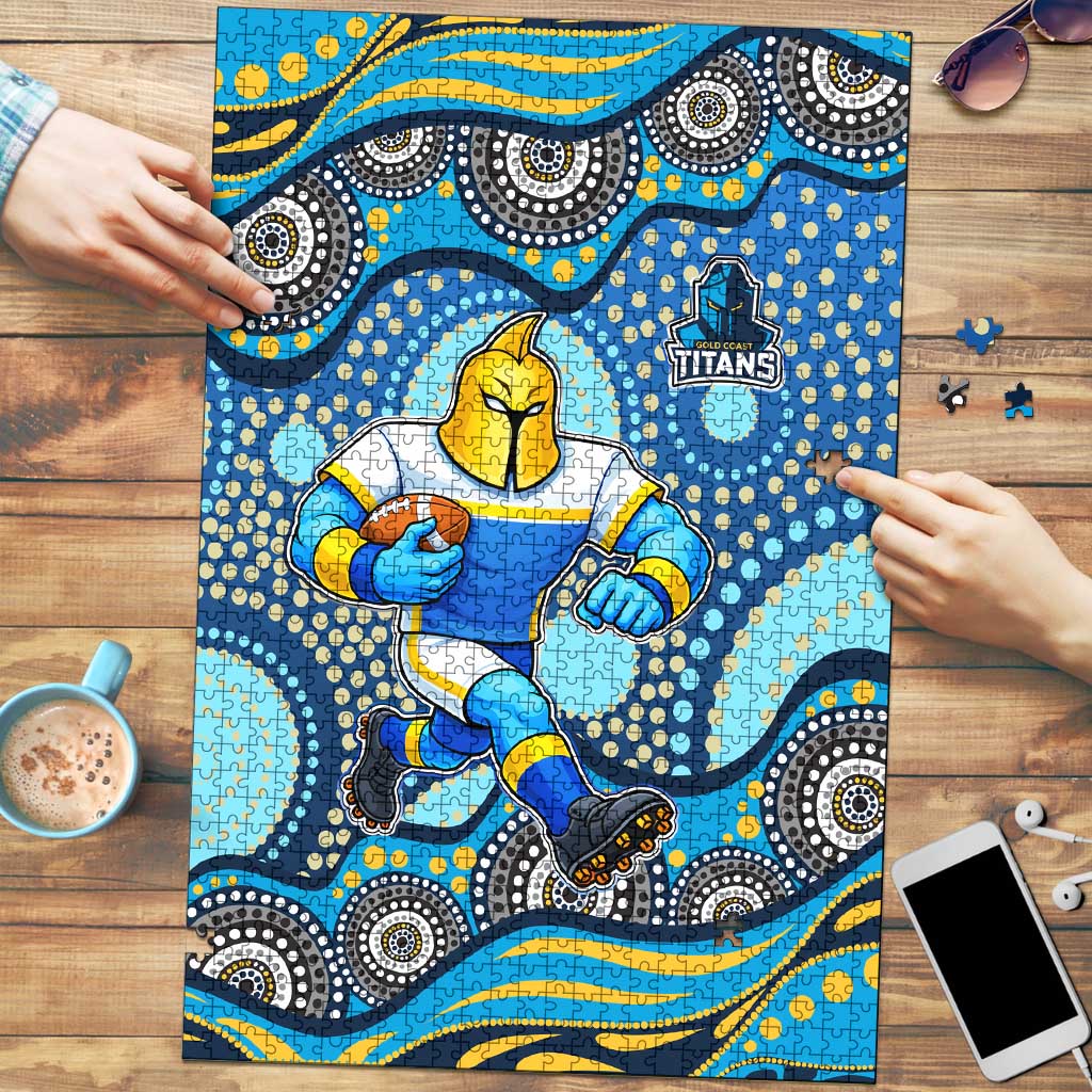 Gold Coast Titans Puzzle Aboriginal Dot Pattern - Rugby Mascot Heritage Pride