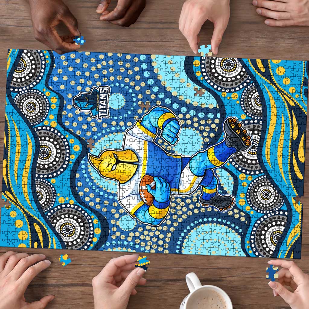 Gold Coast Titans Puzzle Aboriginal Dot Pattern - Rugby Mascot Heritage Pride