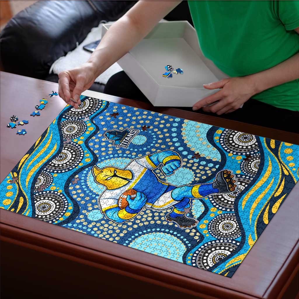 Gold Coast Titans Puzzle Aboriginal Dot Pattern - Rugby Mascot Heritage Pride