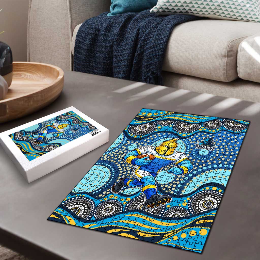 Gold Coast Titans Puzzle Aboriginal Dot Pattern - Rugby Mascot Heritage Pride