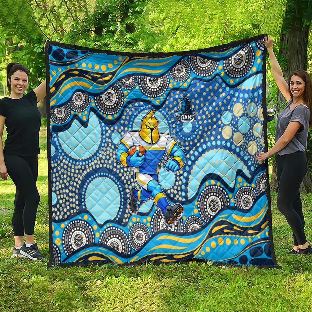 Gold Coast Titans Quilt Aboriginal Dot Pattern - Rugby Mascot Heritage Pride