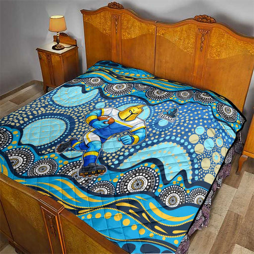 Gold Coast Titans Quilt Aboriginal Dot Pattern - Rugby Mascot Heritage Pride