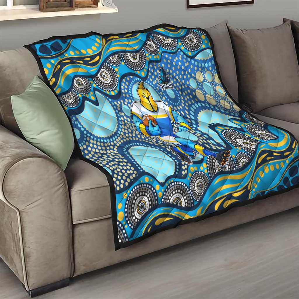 Gold Coast Titans Quilt Aboriginal Dot Pattern - Rugby Mascot Heritage Pride