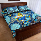 Gold Coast Titans Quilt Bed Set Aboriginal Dot Pattern - Rugby Mascot Heritage Pride
