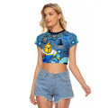Gold Coast Titans Raglan Cropped T Shirt Aboriginal Dot Pattern - Rugby Mascot Heritage Pride