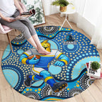 Gold Coast Titans Round Carpet Aboriginal Dot Pattern - Rugby Mascot Heritage Pride