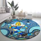 Gold Coast Titans Round Carpet Aboriginal Dot Pattern - Rugby Mascot Heritage Pride