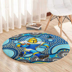 Gold Coast Titans Round Carpet Aboriginal Dot Pattern - Rugby Mascot Heritage Pride
