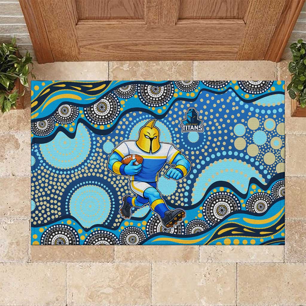 Gold Coast Titans Rubber Doormat Aboriginal Dot Pattern - Rugby Mascot Heritage Pride