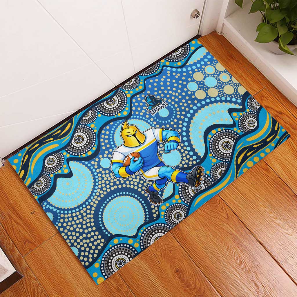 Gold Coast Titans Rubber Doormat Aboriginal Dot Pattern - Rugby Mascot Heritage Pride