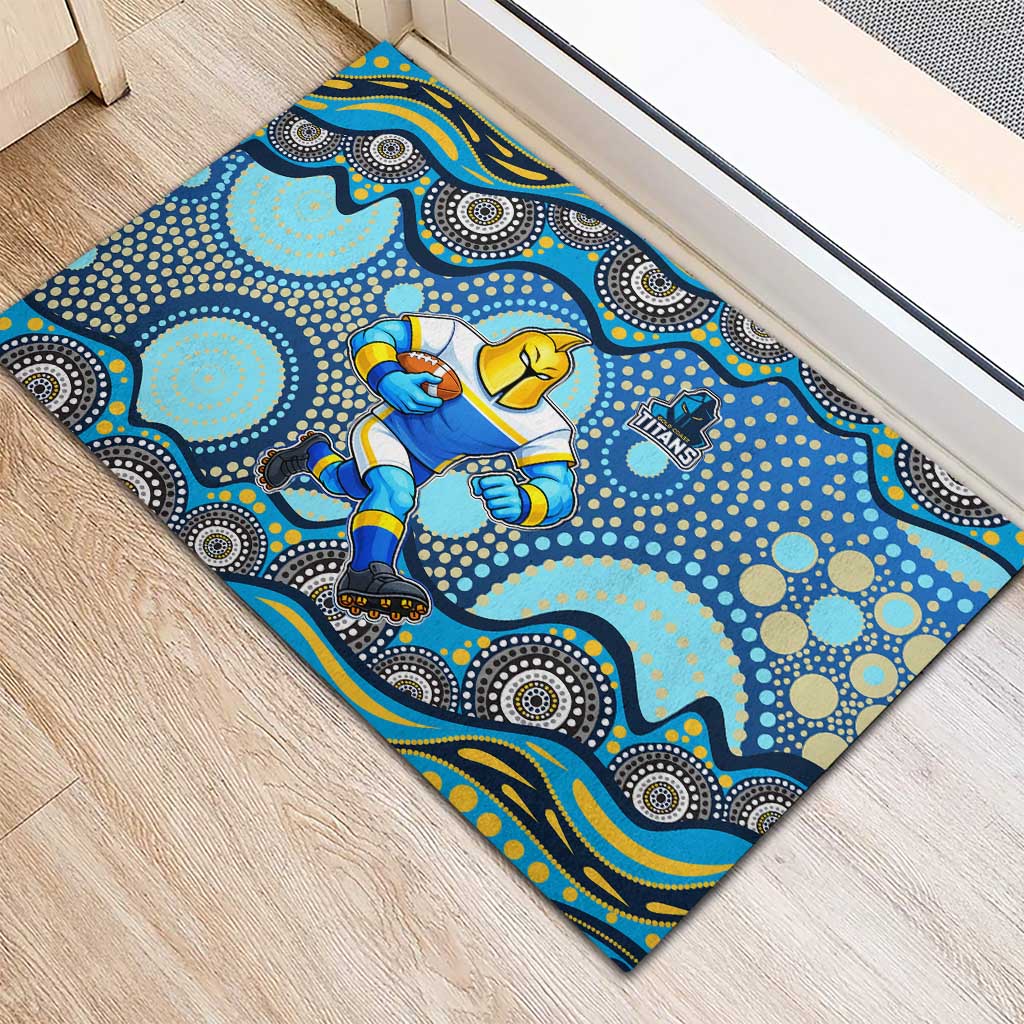 Gold Coast Titans Rubber Doormat Aboriginal Dot Pattern - Rugby Mascot Heritage Pride