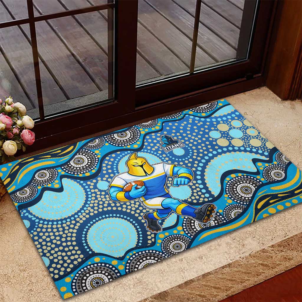 Gold Coast Titans Rubber Doormat Aboriginal Dot Pattern - Rugby Mascot Heritage Pride